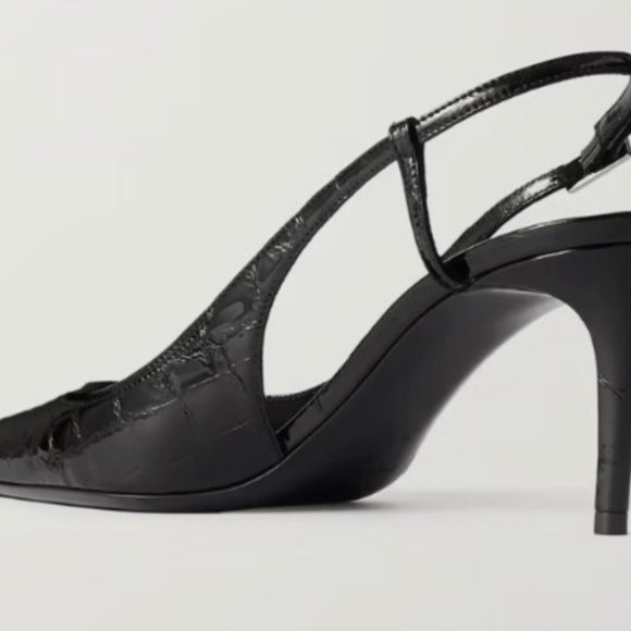 Saint Laurent YSL Vendome glossed croc-effect leather slingback pump Size 40 NWT - Picture 2 of 6